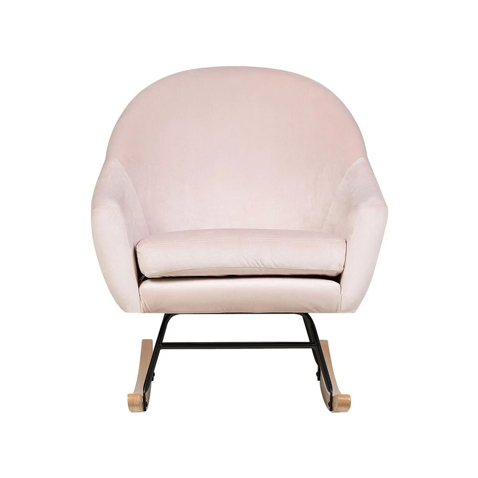 Beliani Schommelstoel OXIE - Roze Fluweel 3 Beliani Schommelstoel OXIE - Roze Fluweel - Afbeelding 3