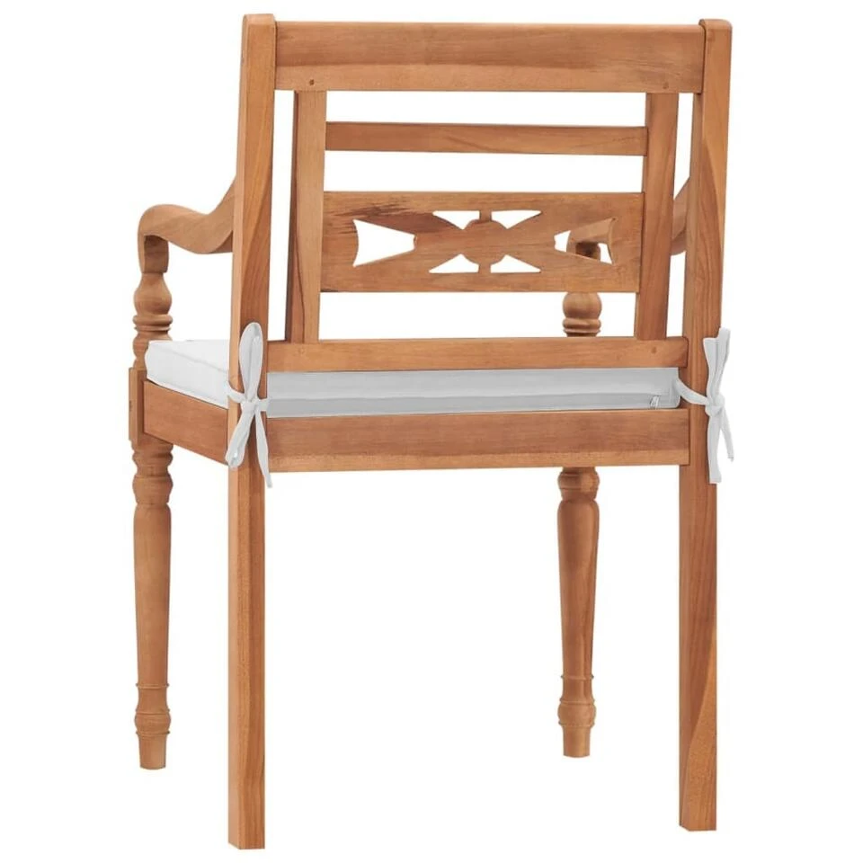 VidaXL Stoelen Batavia 2 St Met Kussens Massief Teakhout 4 VidaXL Stoelen Batavia 2 St Met Kussens Massief Teakhout - Afbeelding 4