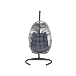 Beliani Hangstoel SESIA - Grijs Polyester, Pe Rotan 7 Beliani Hangstoel SESIA - Grijs Polyester, Pe Rotan -Stijlvolle Tuinmeubelwinkel 4ec4e740c85e4b768d5972423f26bdbc