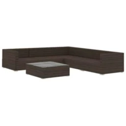 VidaXL 6-delige Loungeset Met Kussens Poly Rattan Bruin -Stijlvolle Tuinmeubelwinkel 54c6e7a4bc8a42f7982bca5d591e54d8