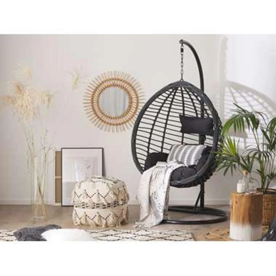 Beliani Hangstoel TOLLO - Zwart Pe Rotan 2 Beliani Hangstoel TOLLO - Zwart Pe Rotan - Afbeelding 2