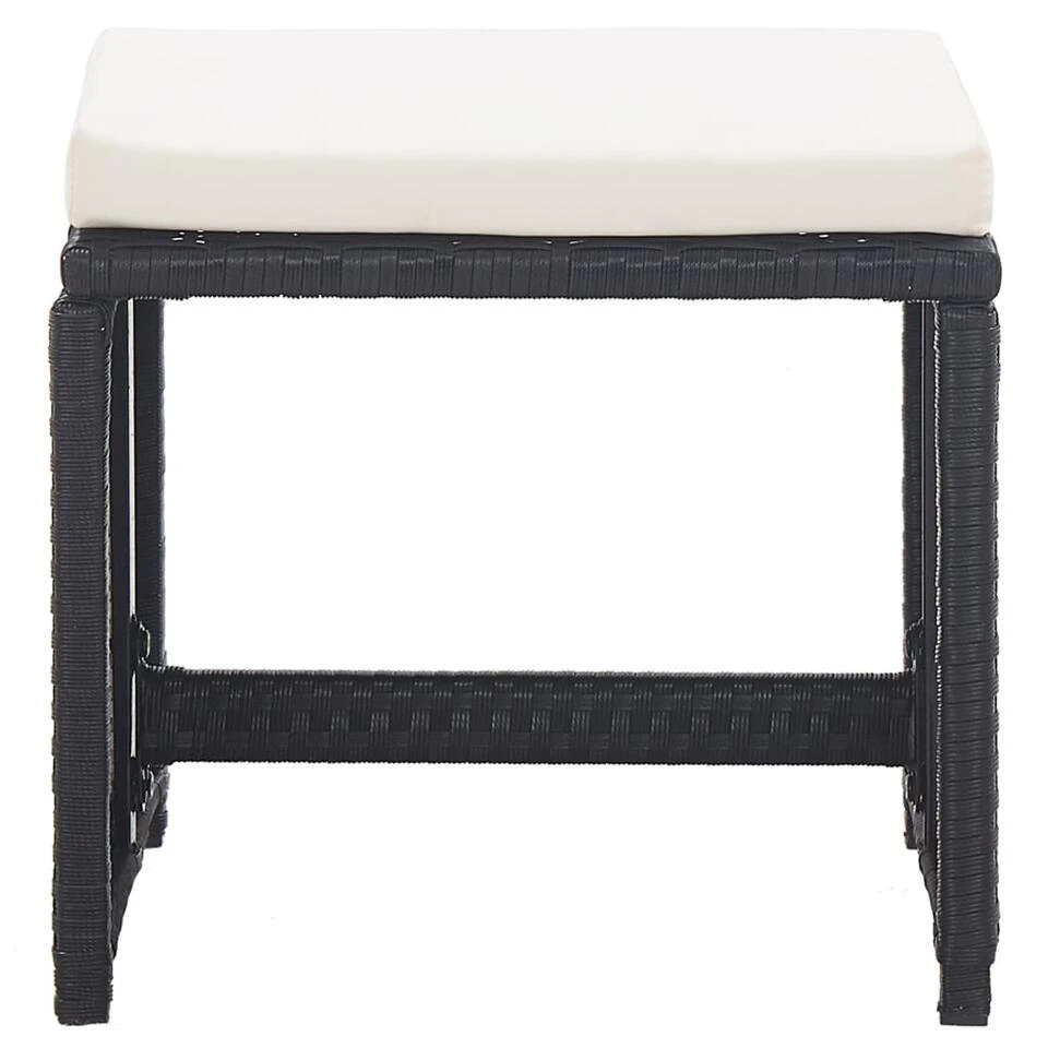 VidaXL Tuinkrukken 2 St Met Kussens Poly Rattan Zwart 2 VidaXL Tuinkrukken 2 St Met Kussens Poly Rattan Zwart - Afbeelding 2