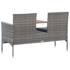 VidaXL Tuinbank 2-zits Met Tafeltje 143 Cm Poly Rattan Grijs -Stijlvolle Tuinmeubelwinkel 7799818a98ab4446a7d20935e3997dc7