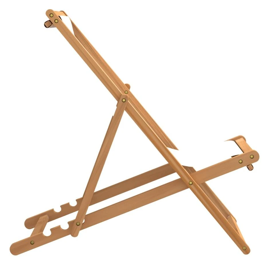 VidaXL Ligstoel 56x105x96 Cm Teakhout Crème 3 VidaXL Ligstoel 56x105x96 Cm Teakhout Crème - Afbeelding 3