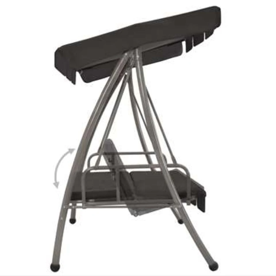 VidaXL Schommelbank Voor Buiten Met Dak 192x118x175 Cm Staal Antraciet 3 VidaXL Schommelbank Voor Buiten Met Dak 192x118x175 Cm Staal Antraciet - Afbeelding 3