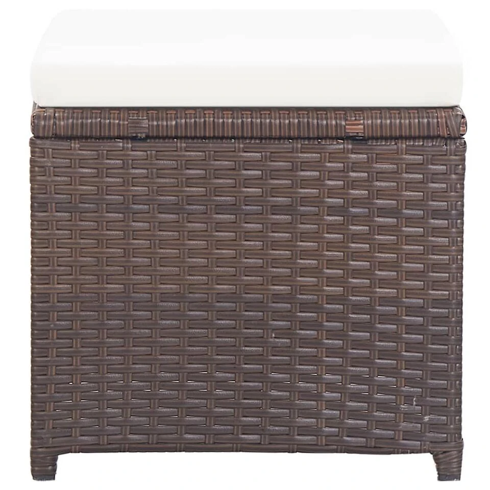 VidaXL Tuinkrukken 2 St Met Kussens Poly Rattan Bruin 4 VidaXL Tuinkrukken 2 St Met Kussens Poly Rattan Bruin - Afbeelding 4