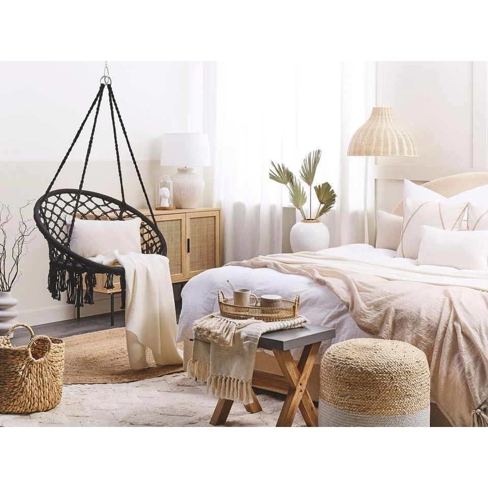 Beliani Hangstoel GABELLA - Zwart Katoen 4 Beliani Hangstoel GABELLA - Zwart Katoen - Afbeelding 4