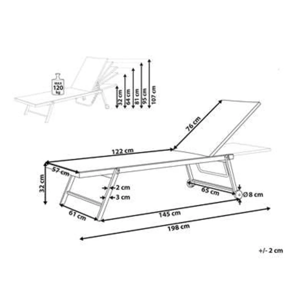Beliani Tuinligstoel PORTOFINO - Wit Aluminium, Textiel 2 Beliani Tuinligstoel PORTOFINO - Wit Aluminium, Textiel - Afbeelding 2