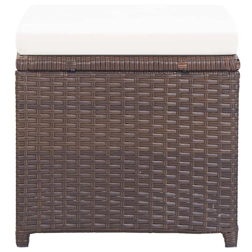 VidaXL Tuinkrukken 2 St Met Kussens Poly Rattan Bruin 3 VidaXL Tuinkrukken 2 St Met Kussens Poly Rattan Bruin - Afbeelding 3