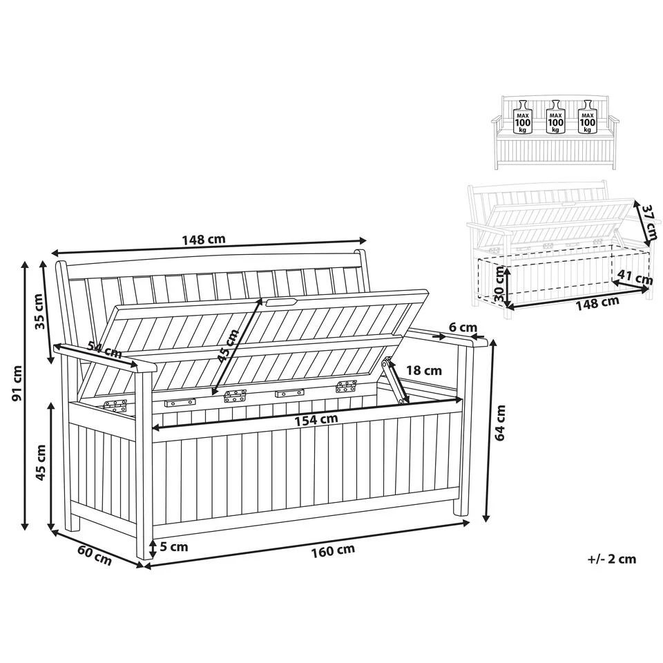Beliani Tuinbank SOVANA - Lichte Houtkleur Acaciahout 3 Beliani Tuinbank SOVANA - Lichte Houtkleur Acaciahout - Afbeelding 3