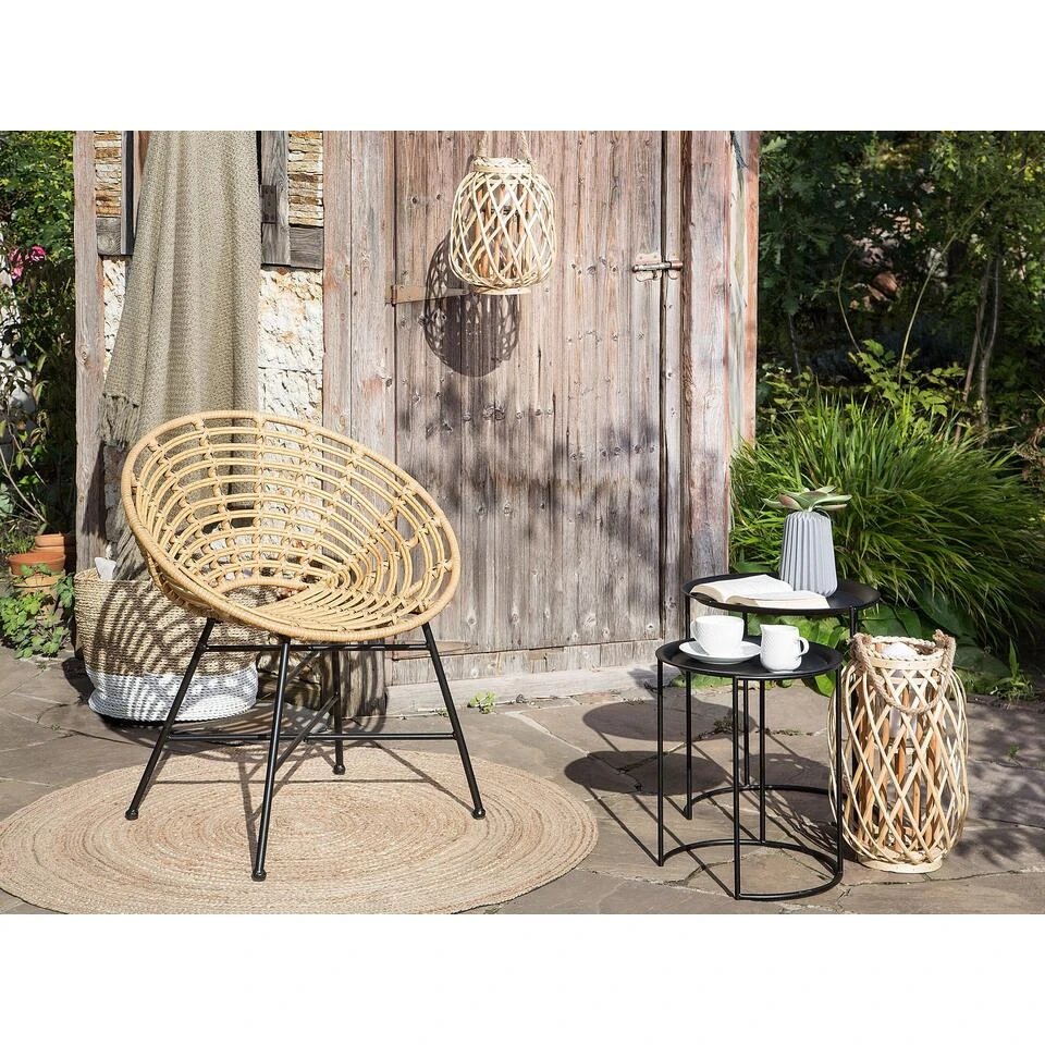 Beliani Tuinstoel ACERRA - Beige Pe Rotan 3 Beliani Tuinstoel ACERRA - Beige Pe Rotan - Afbeelding 3