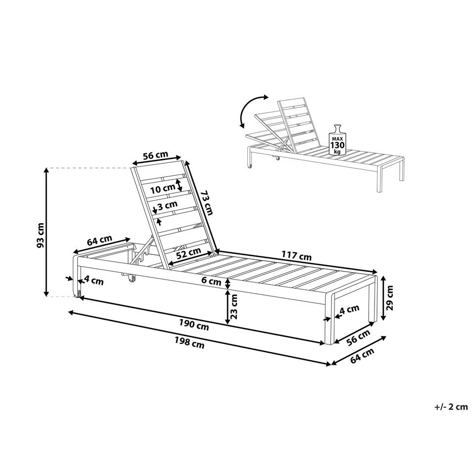 Beliani Tuinligstoel NARDO - Zwart Kunsthout, Aluminium 3 Beliani Tuinligstoel NARDO - Zwart Kunsthout, Aluminium - Afbeelding 3