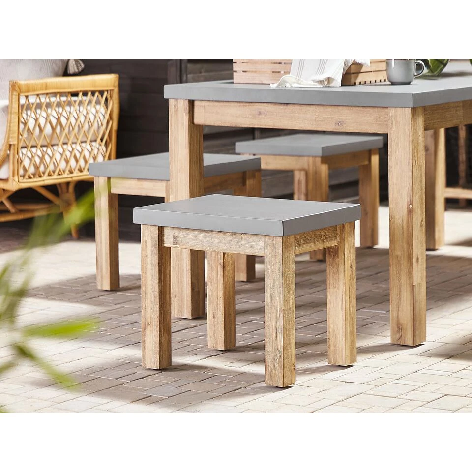 Beliani Tuinstoel OSTUNI - Grijs Vezelcement 2 Beliani Tuinstoel OSTUNI - Grijs Vezelcement - Afbeelding 2