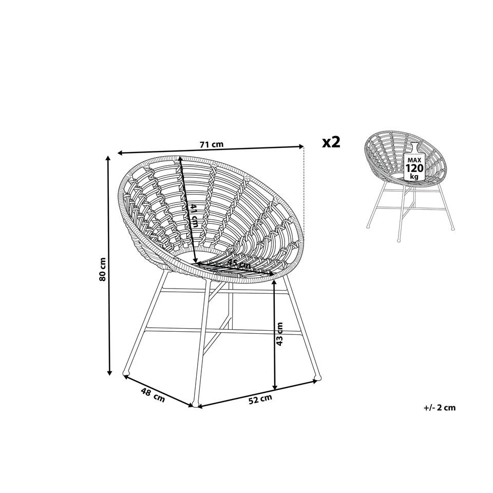 Beliani Tuinstoel ACERRA - Beige Pe Rotan 2 Beliani Tuinstoel ACERRA - Beige Pe Rotan - Afbeelding 2